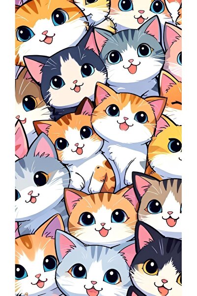 Rana İkra Art Sevimli Kedi Temalı Hediye Paketi Kağıdı (10 Adet) (32,9*50 cm)