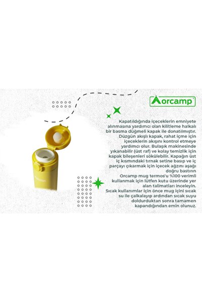 Orcamp Kamp Termosu Sarı Mug 420 ML OUT-5150S