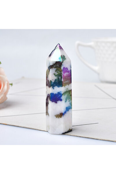 Choice حجر حمار وحشي طبيعي من Aura مقاس 70-80 مم، نقطة بلورية للشفاء، مسلة حم...