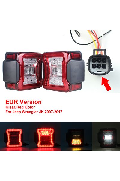 Choice إصدار أوروبي شفاف لسيارة جيب رانجلر Jk 2007-2018 مجموعة مصابيح خلفية LED ومصابيح خلفية للفرامل