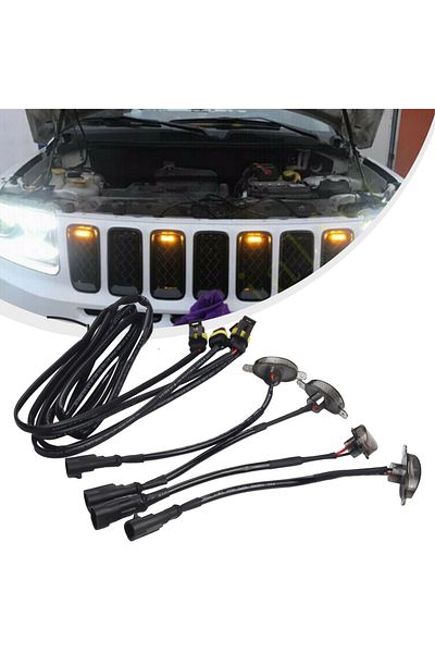 Choice 4 قطع من مصابيح LED للشبك الأمامي لسيارة جيب جراند شيروكي 2003-2021 مصابيح تشغيل LED باللون الكهرماني