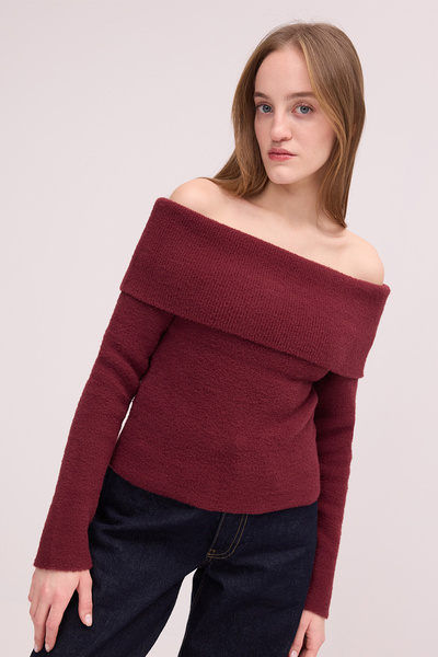 Addax Soft Textured Madonna Collar Knitwear Sweater K3383-B6