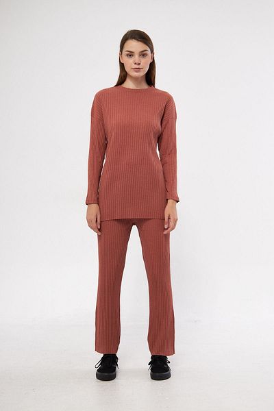 cankids Women's Tile Women's Ribbed Report & Tracksuit, Casual Home Wear Pajamas Set
