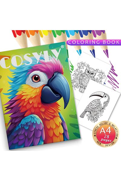 Choice Bird Coloring Book 10 Series Animal Character Protrait Mandala Flowers A4 Size 28 Exquisite Pictu