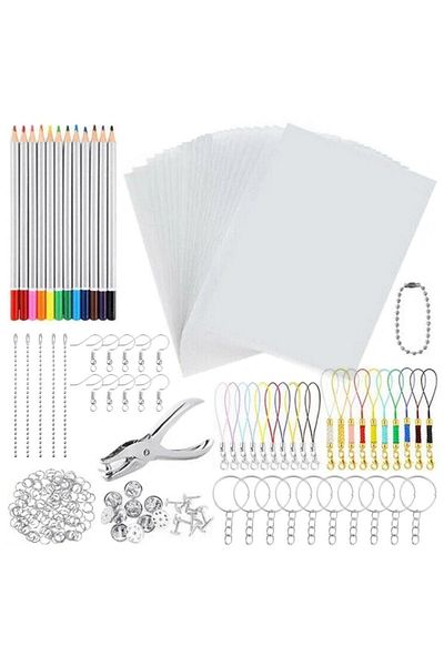Choice 198 Pieces Heat Shrink Plastic Sheets Set Shrinky Art Film Paper Heat For Diy Keychain Ornaments Cre