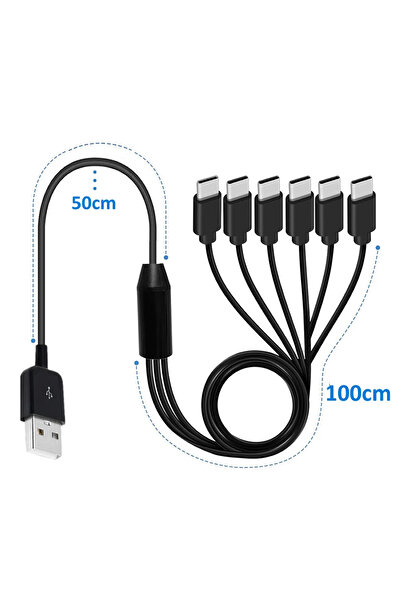 Choice كابل موزع USB C 6 في 1 (أسود) بطول 150 سم، كابل USB C متعدد، كابل شاحن...