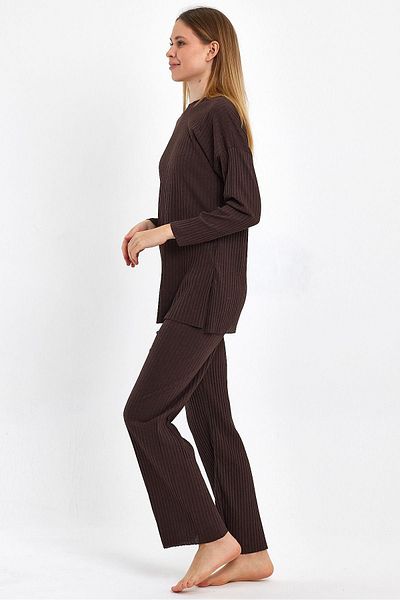 cankids Women's Brown Corduroy Tracksuit and Pajama Set - Casual Homewear