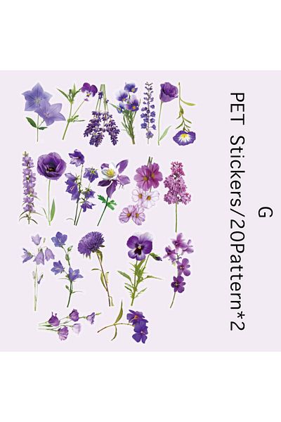 Choice G Journamm 40pcs/pack PET Flowers Stickers Plant Stickers Daisy Decor Stationery for Junk Journal D.