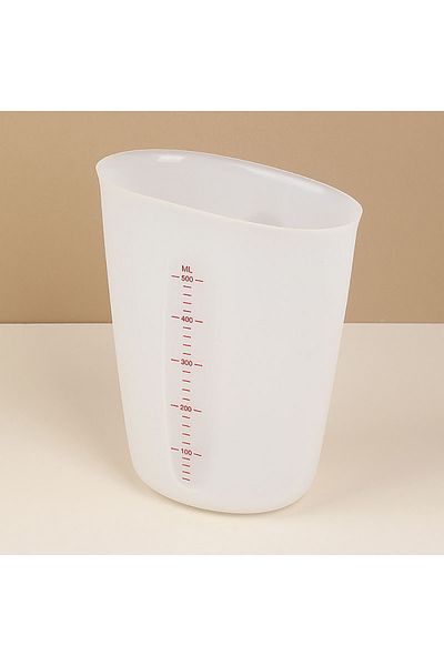Choice White 500ml 1pc Silicone Measuring Cup With Scale Transparent Measuring Cup Heat Resistant Soft Meas