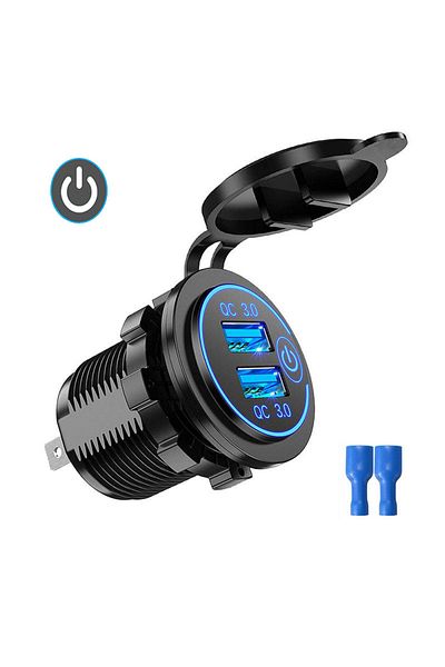 Choice Blue No Wire Quick Charge 3.0 Dual Usb Car Charger Waterproof 12v/24v Qc3.0 Usb Fast Charger Socket