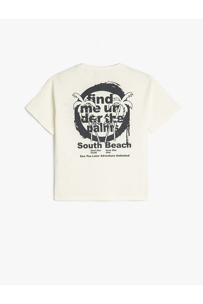 Koton Slogan Printed Crew Neck Κοντό μανίκι βαμβακερό μπλουζάκι Oversize