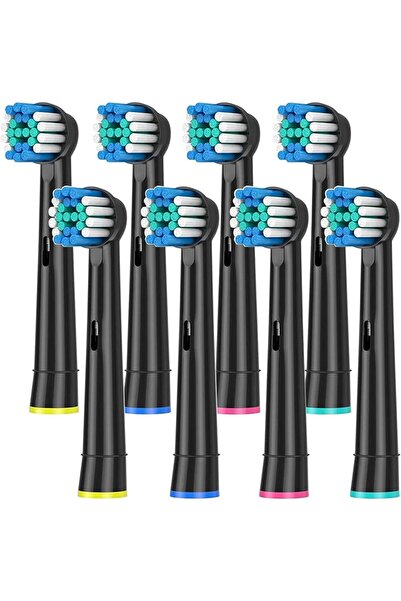 Choice 8 قطع رؤوس فرشاة بديلة باللون الأسود/الأبيض لفرشاة الأسنان الكهربائية ...