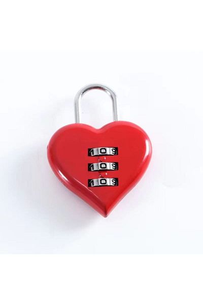 Choice Red Mini Metal 3-digit Code Lock Heart Shape Suitcase Padlock Room Locker Safety Lock Outdoor Backpa