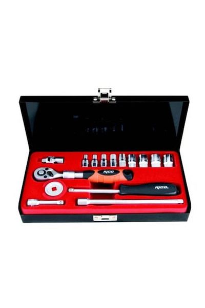 Rico 006-rc1017 1/4 16 Piece Extended Ratchet Socket Set