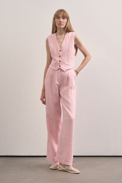 Mathilda Store Kadın Pembe Keten Special Edition Palazzo Pantolon