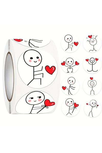 Choice Matchstick Man 500pcs/roll Cartoon Stickman Stickers Creative Label 2.5cm/1.0inch Round Ins Style Di
