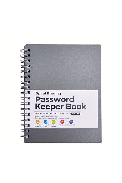Choice Grey 1 Password Storage Book, Letter Password Log And Organizer, Mini Size Personalized Password Log