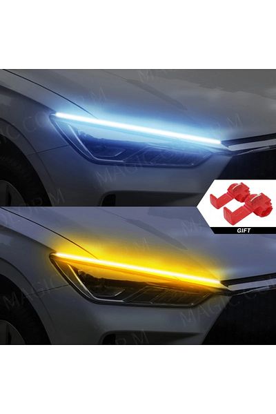 Choice 60cm White Yellow 2 Pcs Drl Car Flexible Led Daytime Running Lights Turn Signal Lamp Headlight Water