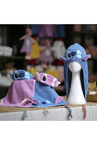 Miniso Blue Dry Hair Cap Disney Stitch Dry Hair Cap Absorb Water Quick Dry Towel Cute Cartoon Turban Wipe T
