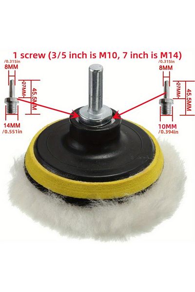 Choice 8 Pcs AB63-7 inches 3/5/7inch CarPolishing Disc 8Pcs/Set Self-Adhesive Buffing Waxing Sponge Wool Wh