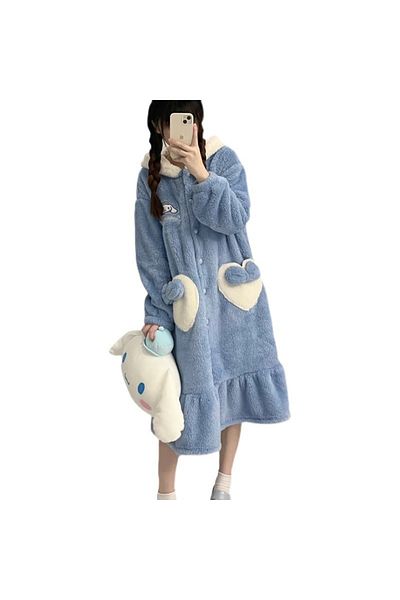 Choice S Night-robe Special Offer Sanrio Anime Girl Plush Pajamas Kuromi Cinnamoroll Winter Extra Thick Cor