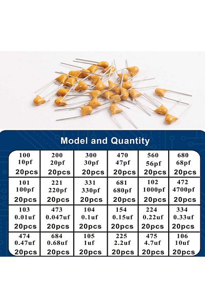 Choice 480pcs Ceramic Capacitor Assortment Kit For Guitar Capacitor 24Values 0.1uf-10uf