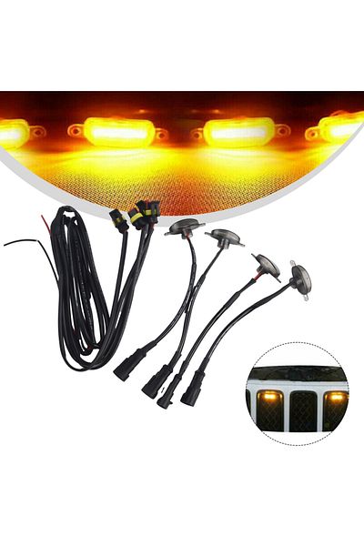 Choice 4 قطع من مصابيح LED للشبك الأمامي لسيارة جيب جراند شيروكي 2003-2021 مصابيح تشغيل LED باللون الكهرماني