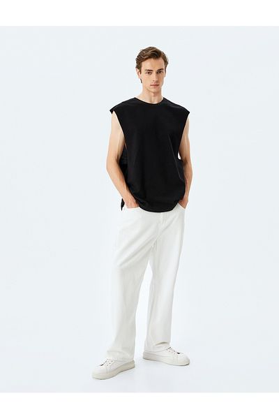 Koton Cotton Crew Neck Oversize Sleeveless T-Shirt