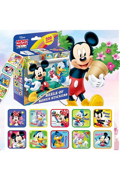 Choice 05 200pcs/box Reflective Disney Stickers Removable Anime Frozen Mickey Sofia Princess Marvel Roll St