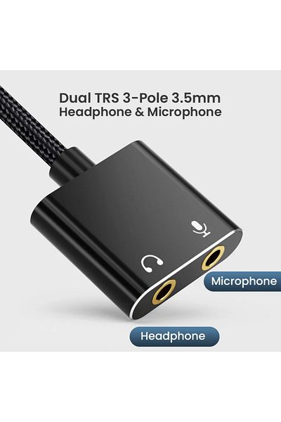 Choice 0.08m Usb Sound Card Adapter - 3.5mm Headphone/mic Jack - Braided Cable For Windows, Mac, Laptop Aud