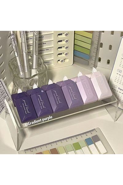 Choice Purple 6pc Card Style Gradient Correction Tape For Student Use Silent Large Capacity Correction Tape