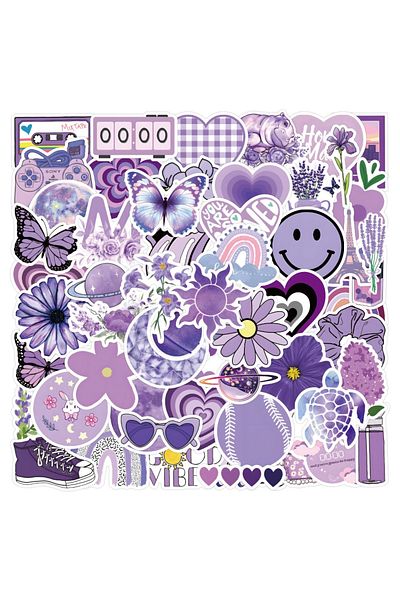 Choice Purple 60pcs 60pcs Purple Aesthetic Small Fresh Cartoon Graffiti Stickers Diy Laptops Water Bottles