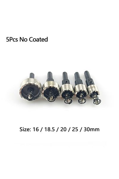 SHENSEN Normal 5pcs 16-30mm Hss Hole Saw Set Titanium Coated Drill Bit Drilling Crown For Metal Alloy Stainl