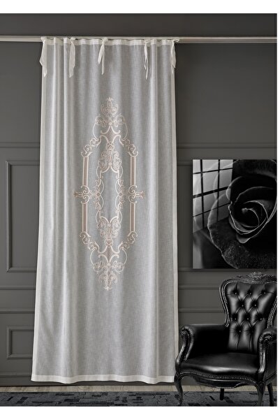 CASA NATURALE Keten Görünümlü Süzene Nakışlı Panel Perde 9138-03-392