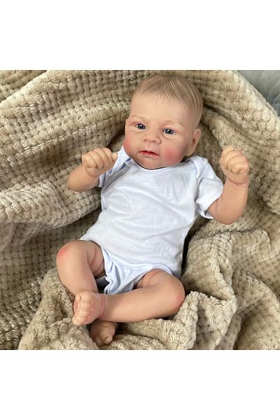 MRB Blue Eyes Finished Doll 17inch Already Painted Bebe Reborn Doll Elijah Newborn Doll Handmade Painted