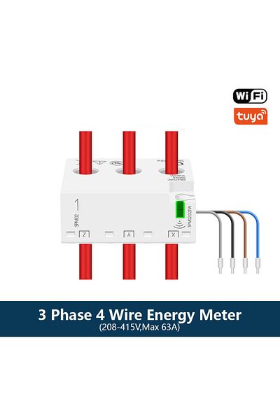 zemismart Zigbee WiFi 3 Phase Energy Meter Power Monitoring Real-time Measure Consumption 63A Wor...