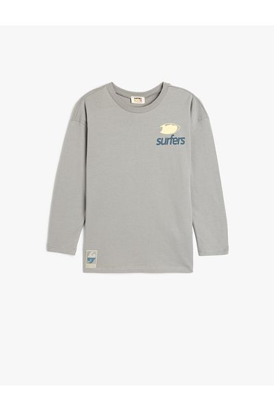 Koton Slogan Printed Cotton Long Sleeve Oversize T-Shirt
