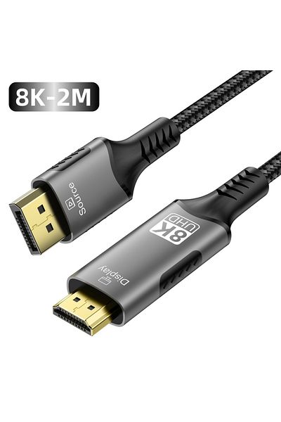 Choice كابل 8k DisplayPort إلى HDMI متوافق مع 8k DisplayPort إلى HDMI 60 هرتز Dp1.4 إلى HDMI2.1 كابل صوت وفيديو لأجهزة HP وDell Le