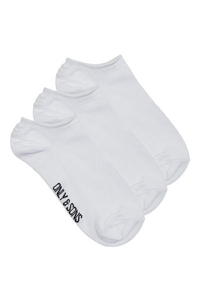 Only & Sons Men's Onsfınch Cotton 3-Piece Ankle Socks 22023866   White