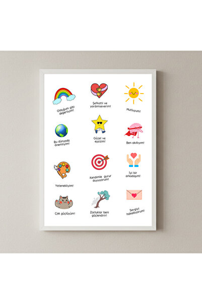 Peppy Rooms Beyaz Çerçeveli Tablo Motivasyon,Pozitif,Olumlama PEPPY-101