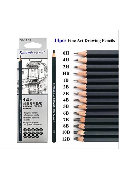 Choice مجموعة أقلام رسم احترافية خشبية مكونة من 14 قطعة، مقاس HB، 2B، 6H، 4H،...