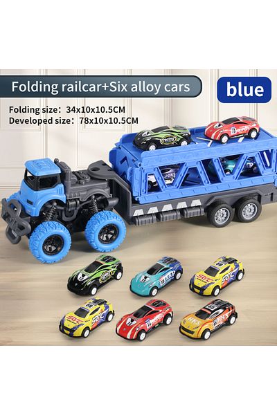 Choice Container Car Blue Deformable Rail Car Ejection Folding Big Truck Toys For Kids Container Trans