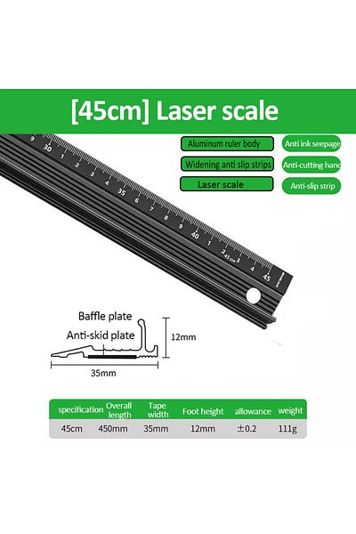 Choice Common 45cm 20/30/45cm Multifunctional High Precision Aluminum Alloy Straight Ruler Anti Cutting Han