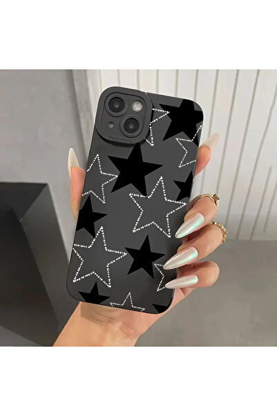 Choice غلاف هاتف مطبوع عليه نجمة خماسية باللونين الأسود والأبيض لهاتف iPhone ...