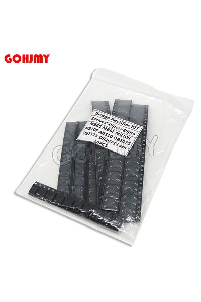 GOHJMY 8value*10PCS=80PCS Bridge Rectifier Assorted Kit contains MB6S MB6F MB10S MB10F ABS10 DB107S DB15...