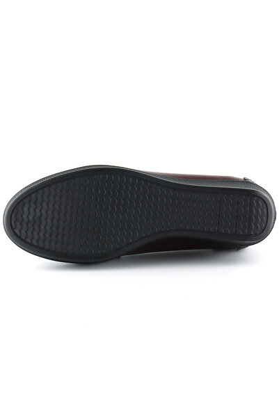 Erkan Saçmacı Emma Burgundy Genuine Leather Wedge Heeled Casual Shoes