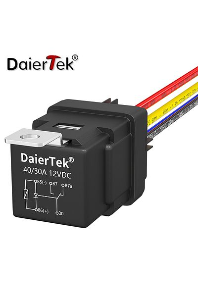 Daiertek 1pc Spdt 5 Pin Waterproof Auto Relay 12v 40a Heavy Duty 14awg 12 Volt Car Relay Kit Bosch Style A...