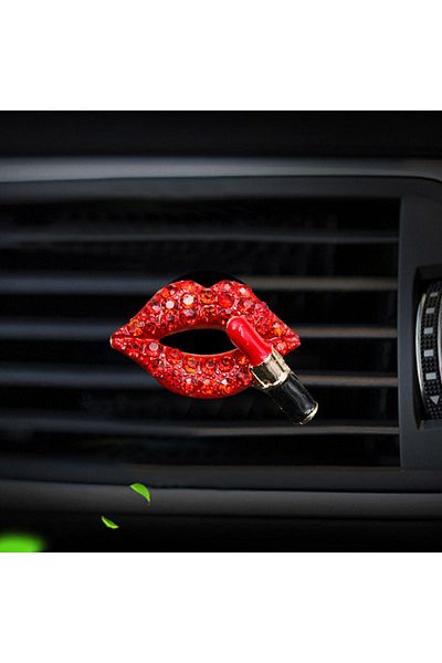 Choice Red Car Air Outlet Aromatherapy Clip Diamond Red Lips Clips Perfume Clips Scent Aroma Air Freshener