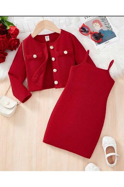 EFSACE Hary Cardigan Camisole Dress