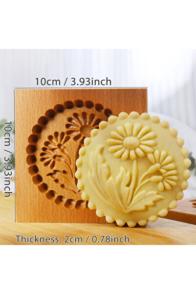 Choice قالب بسكويت خشبي من قطعة واحدة على شكل بابونج مع أنماط زهور، قاطع بسكو...